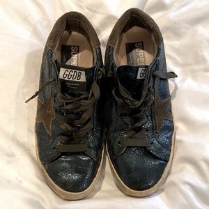 Golden Goose Superstar shiny, green leather and suede. Authentic.